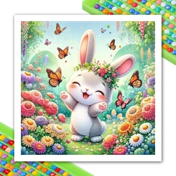 5D Diamond Painting Rabbit Garden Cute Pet Diamond Embroidery Cartoon DIY Rhinestone Cross Stitch 2024 New Year Gift Home Decor