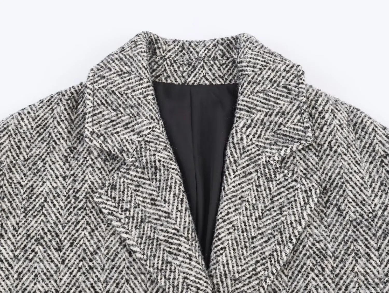 ZA&JIA New Women's Clothing: European and American Style Fashionable Herringbone Pocket Loose Casual Coat