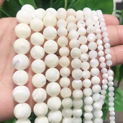 AA+ White Mother Of Pearl Mop Beads Natural Round Loose Beads For Jewelry Making DIY Bracelet Necklace 15'' Pick 4/6/8/10/12mm