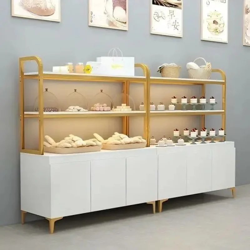 custom.Bread Display Cabinet, Pastry and Snack Shelf, Biscuit Side Cabinet, Bakery Cake Shop, Dry Goods Island Bread Rack