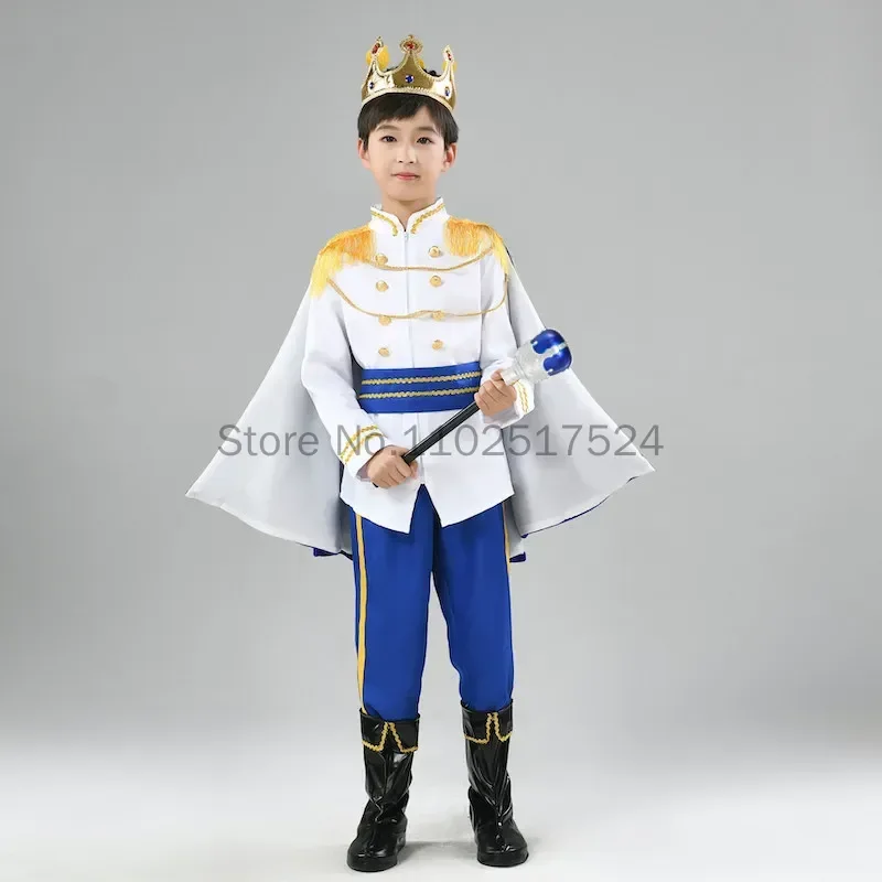 New Boys Prince Charming Costume Kids Prince Outfit Prince King Cosplay Dress up Halloween Costumes for Toddler disfraz rey