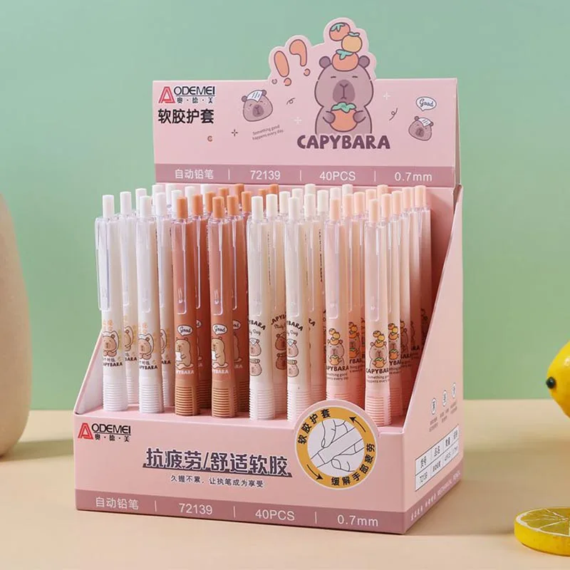 40pcs/lot Creative Capybara Mechanical Pencil Cartoon 0.5/0.7MM Drawing Writing Automatic Pen School Office Supplies