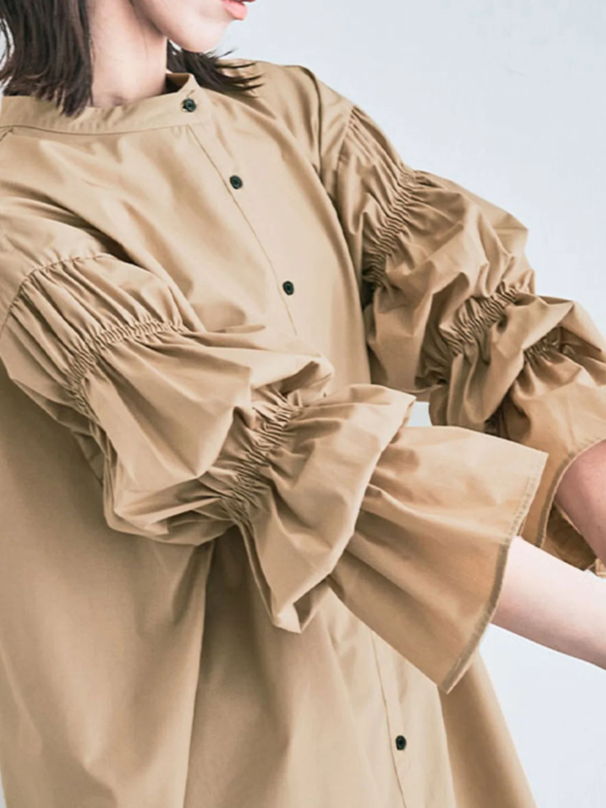 Blusa Solta com Fenda Lateral para Mulheres, Design Casual de Primavera e Outono, Mistura de Poliéster e Algodão