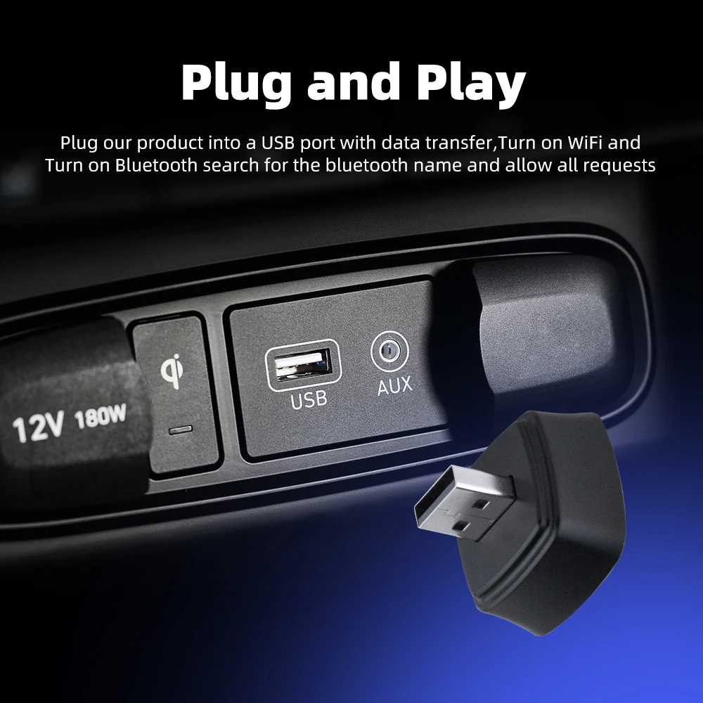2025 NEW 2in1 Wireless Carplay Adapter Android Auto Smart Mini AI Box WIFI BT Auto Connect with Pilot Lamp car accessories - Image 3