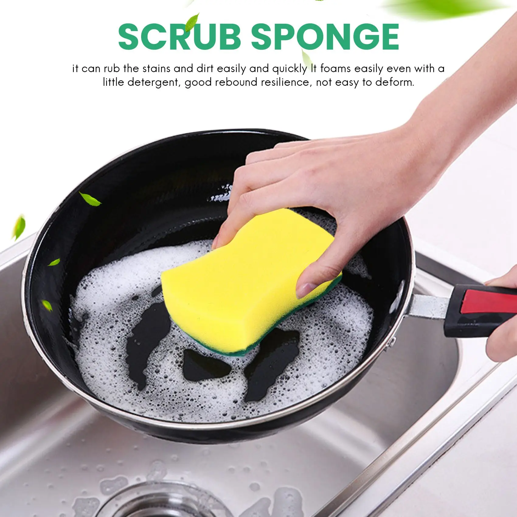 

-A96P 30Pcs Multi-Purpose Double-Faced Sponge Scouring Pads Dish Washing Scrub Sponge Stains Removing Cleaning Scrubber Brush Fo