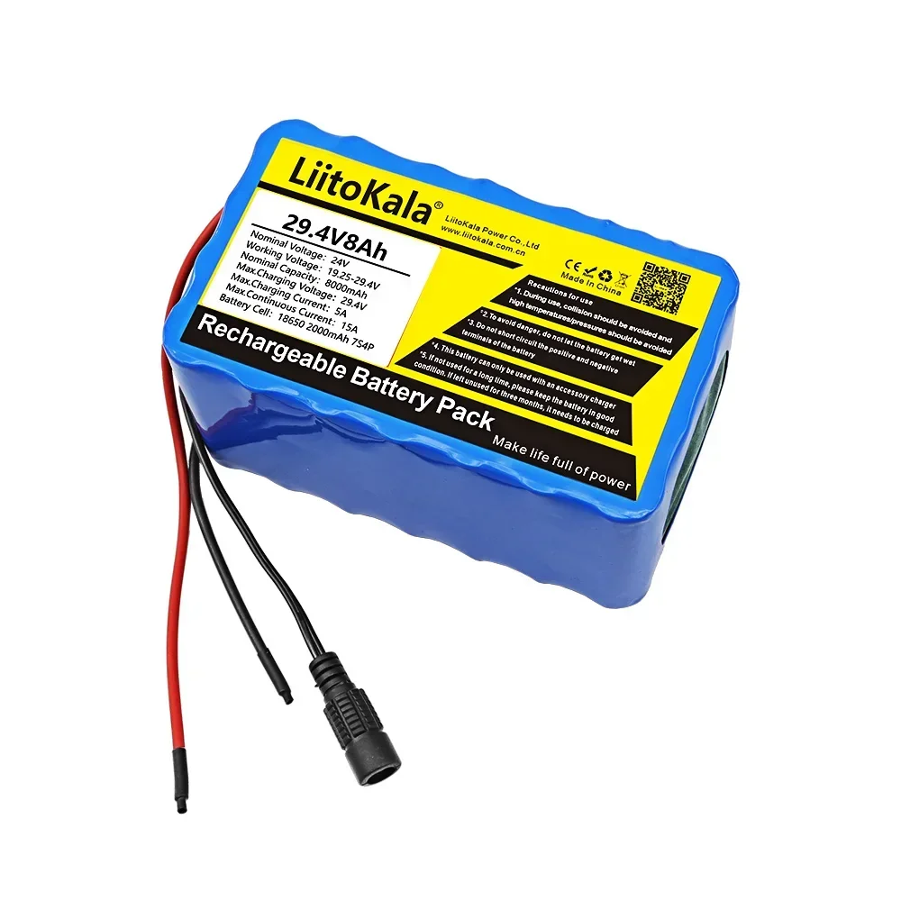 LiitoKala 24V8Ah 7S4P High Power 18650 Battery li-ion battery 29.4v 8000mAh electric bicycle moped /electric/li-ion battery