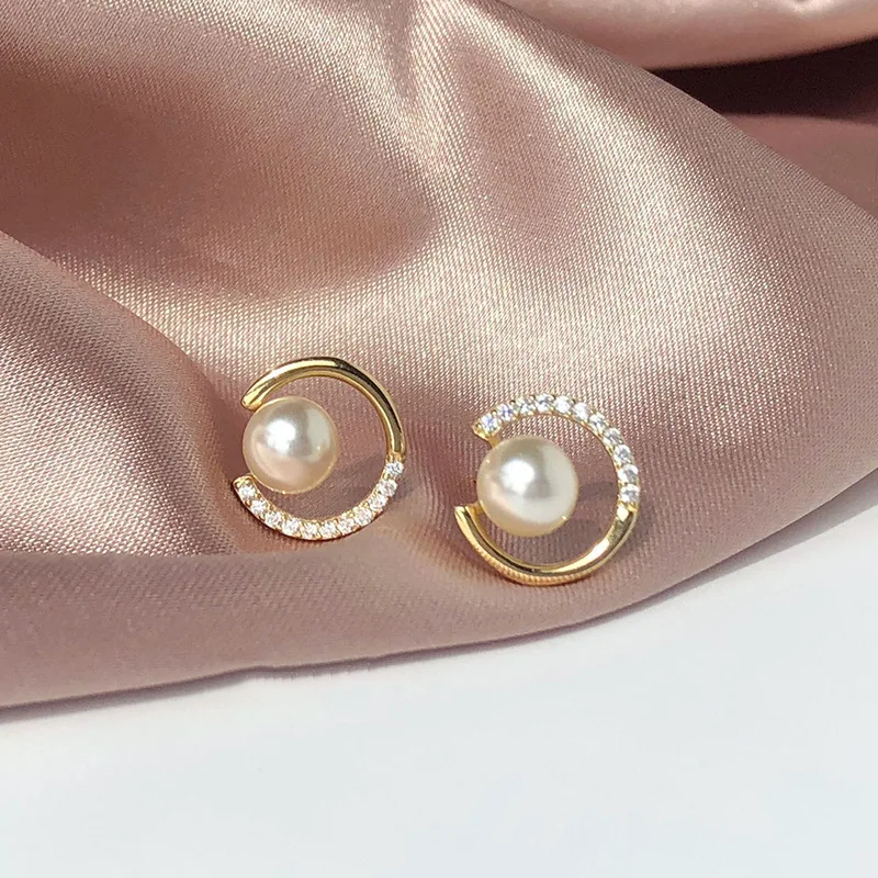 925 Sterling Silver Pearl Earrings for Women 2024 Luxury Trend Zirconia Stud Earrings Women's Fine Jewelry Gift