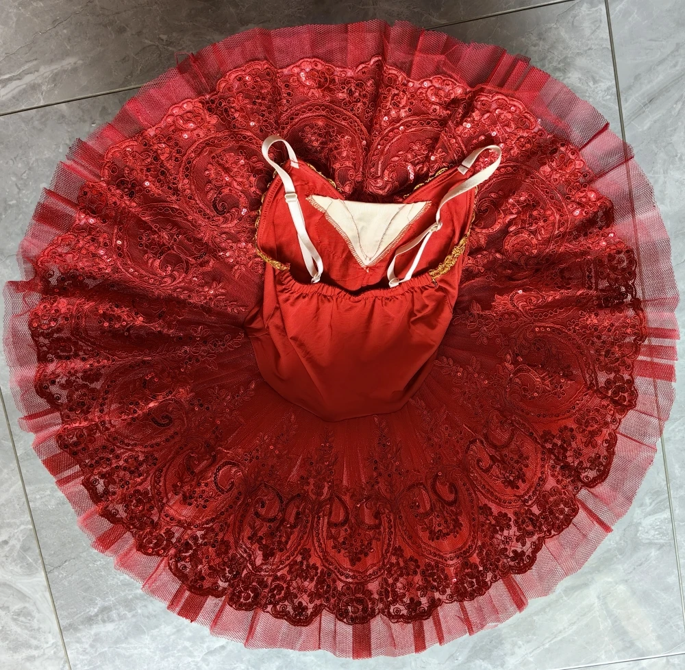 Children Professional Ballet Tutu Dress Adult Red Tutu Pancake Performance Dance Swan Lake Ballerina Costumes Girls