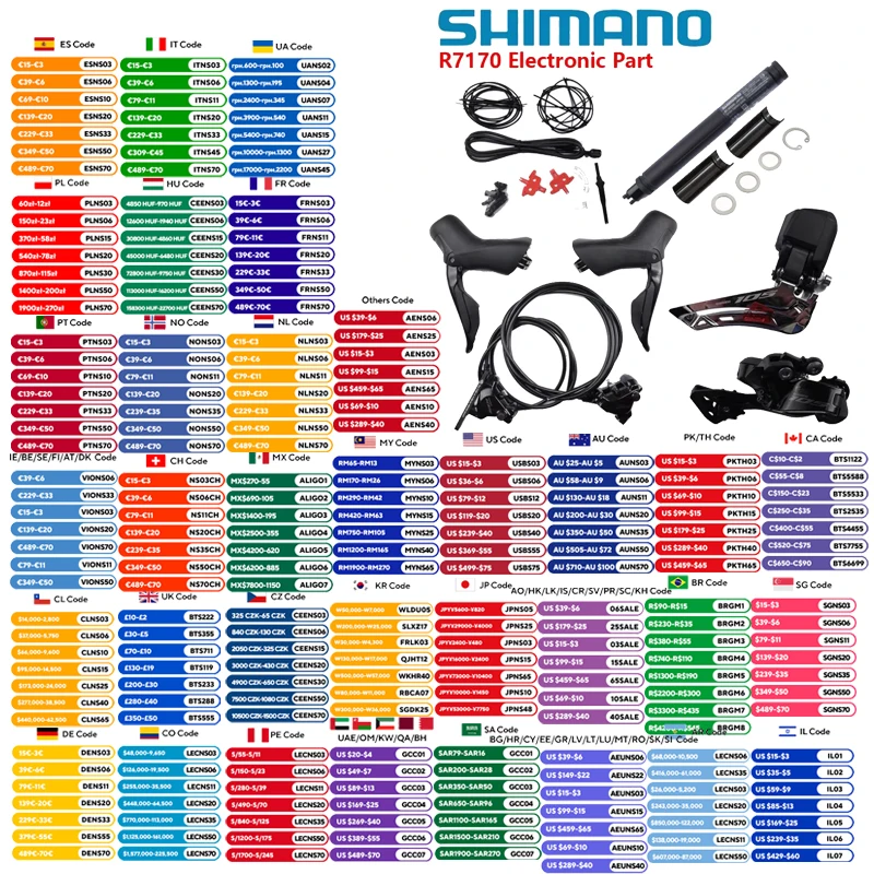 Shimano 105 série di2 groupset r7170 sem pedaleira/peça eletrônica 2x12s para bicicleta de estrada sem manivela sem coroa original