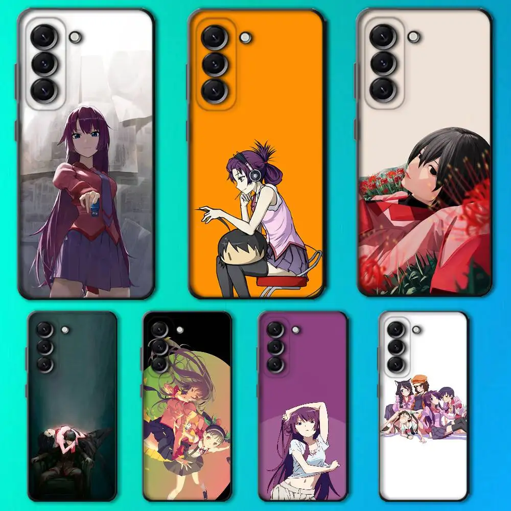 B-Bakemonogatari Anime para Samsung Galaxy A 73,72,51,53,52,71,22,5G,Note,J7,8,9 funda negra suave para teléfono
