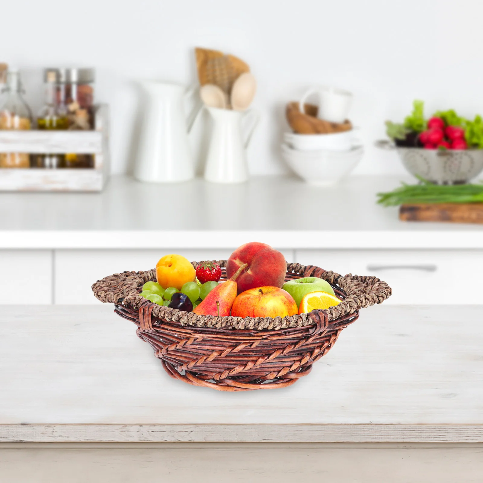 

Woven Fruit Basket Kitchen Storage Baskets Wicker H woven Bread Creative Supplies Premium Materials Environmental Friendly