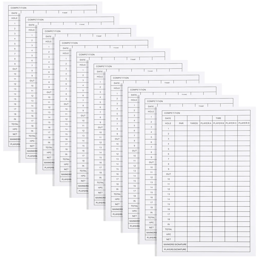 Carta per taccuino con segnapunti da golf da 10 pezzi per uso di record all'aperto Strumenti per numeri di strumenti Tampone rivestito