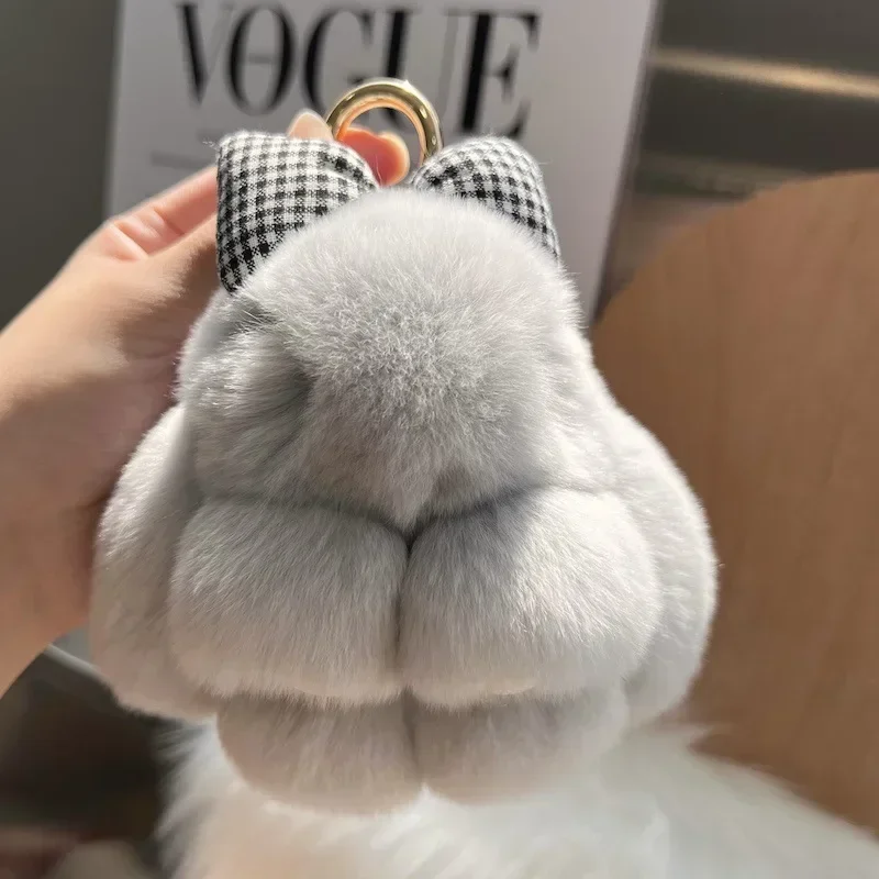 2024 Mini Rabbit Hair Bow Pendant Bag Strap Car Key Chain Cute Bunny Couple Pendant Cute Keychain Key Chains