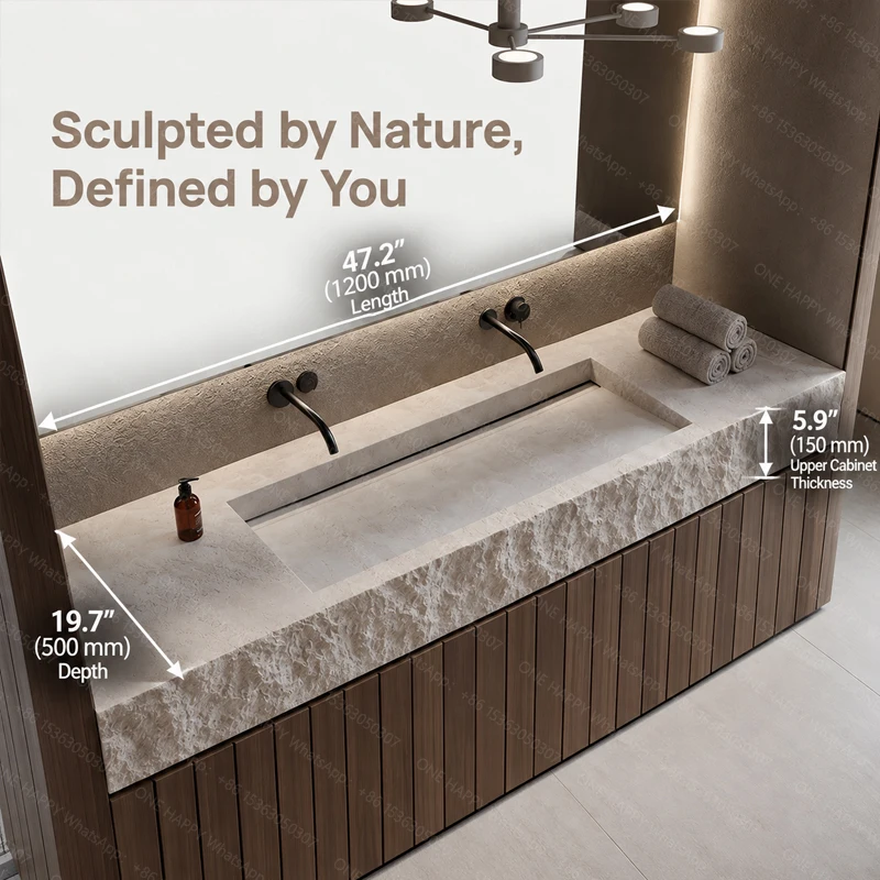 Any Size Custom Vintage Travertine Double Undermount Sink Luxury Natural Stone Bathroom Vanity Cabinet Villa Home Furniture High
