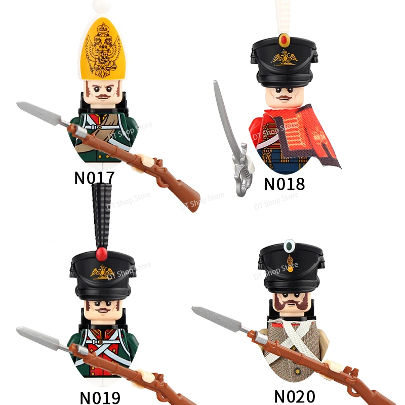 Napoleonic Wars Military Soldiers Building Blocks action Figures French British Fusilier Rifles Weapons Toys For Kids N001-048