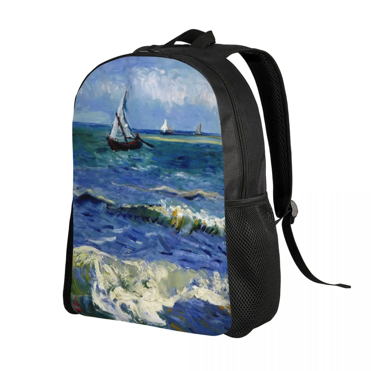 Personalized Vincent Van Gogh Backpacks Women Men Casual Bookbag for College School Beach at Scheveningen in Stormy Weather Bags