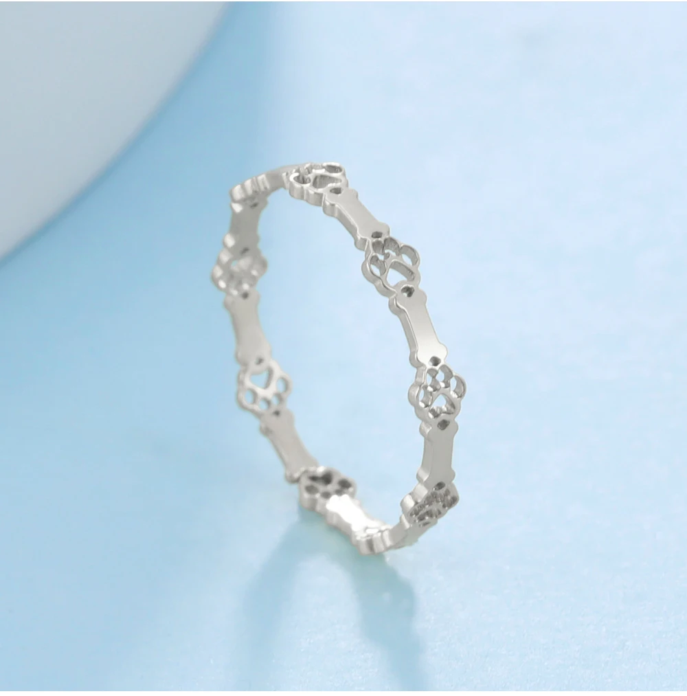 Cooltime Tier Hund Pfote Knochen verstellbare Ringe für Frauen Edelstahl offene Fingerringe Schmuck Anillos Mujer – Detail 9