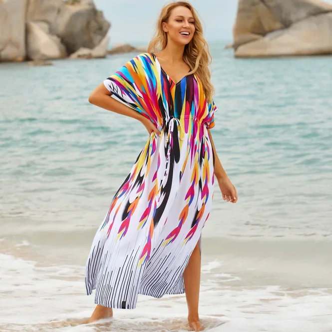 2024 Beach Cover up Kaftans Sarong Bathing Suit Cover ups Beach Pareos Swimsuit Cover up Womens Swim Wear Beach Tunic