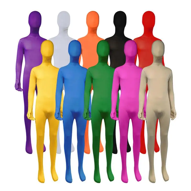 Halloween Full Coverage Invisible Zentai Suit Tight Performance Base Pure Color Cosplay Costume Women's Ethnic Stage Wear