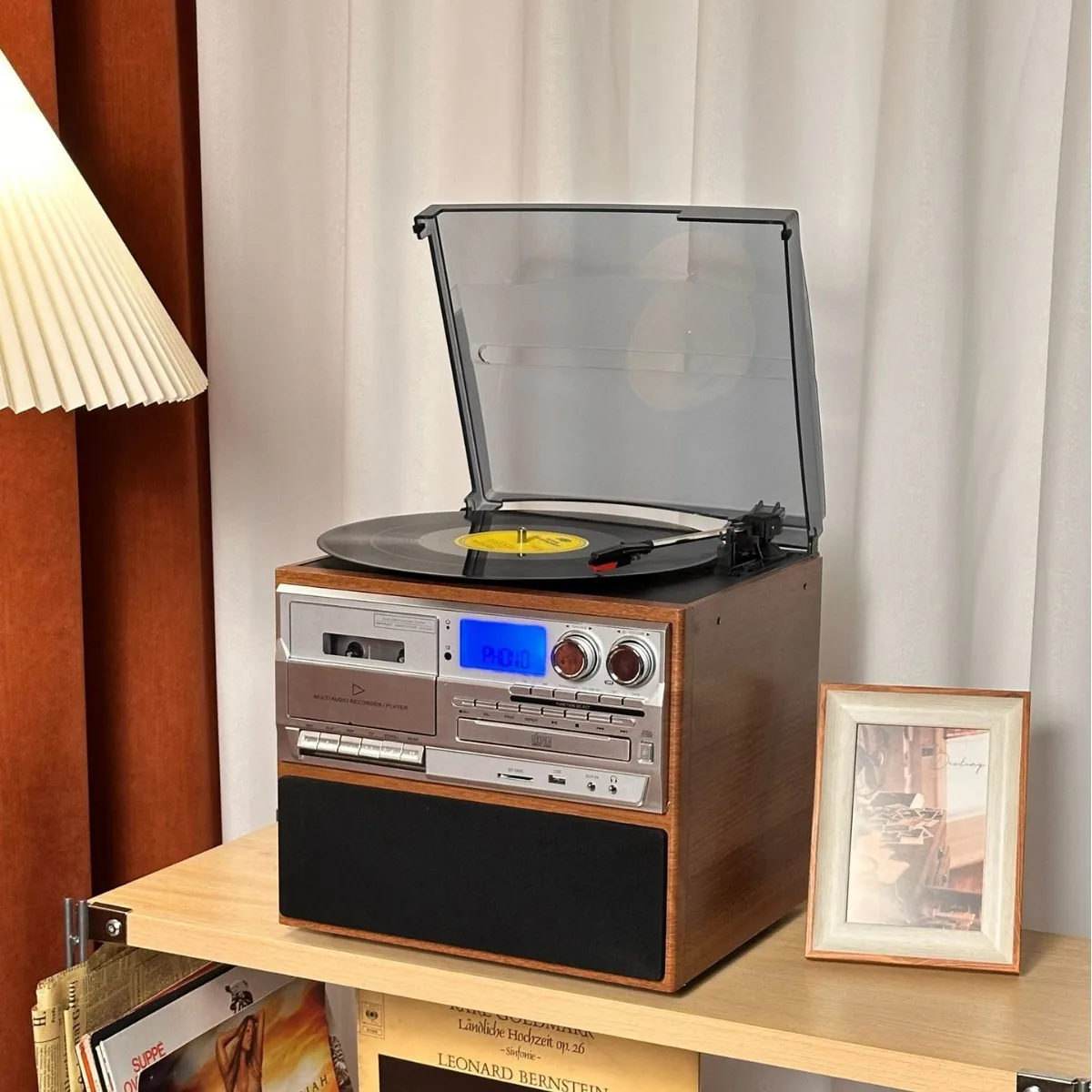 

Classic Multi-functional Record Player, Retro Phonograph, CD/cassette Player, HiFi Harman Sound Quality Bluetooth Speaker