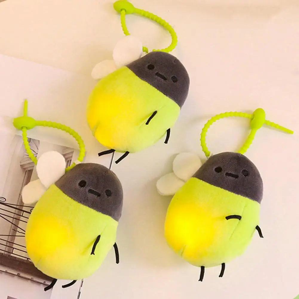 Firefly Light Up Keychain Pendant Cute Winged Keychain Couple Key Chain Gift Luminous Firefly Plush Doll Keyring Bag Pendent