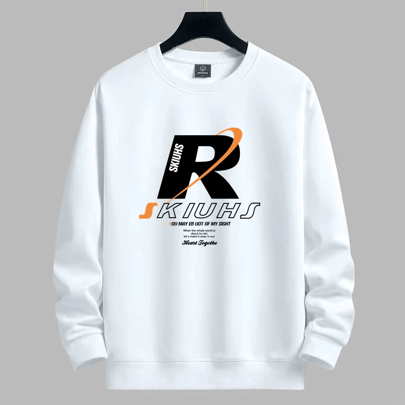 

Мужская свободная толстовка с капюшоном, весна-осень 2026, новинка, в гонконгском стиле, с принтом, повседневная, с длинным рукавом, круглый вырез, свитшот