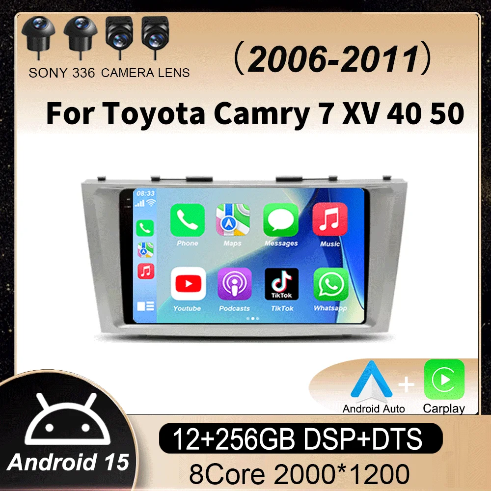 

9" 4G Carplay Android 15 Car Radio Multimedia Video Player For Toyota Camry 7 XV 40 50 2006-2011 Navigation GPS Head Unit NO DVD