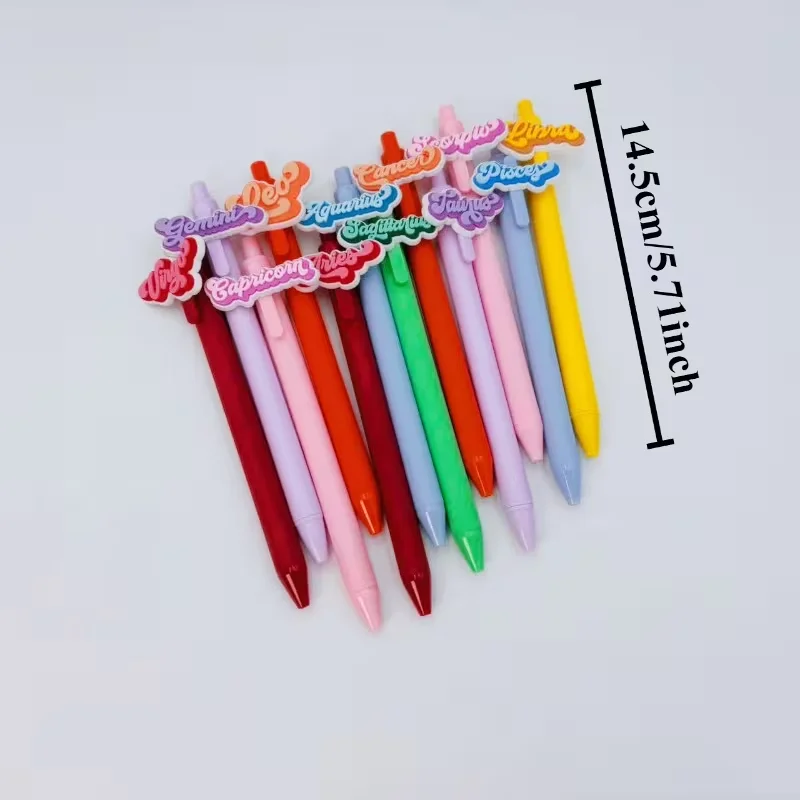 12/24pcs English letter constellation series ballpoint pens, random, press design, student stationery, holiday party gifts
