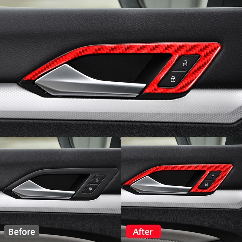 For Volkswagen VW Golf 8 MK8 2020 2021 Auto Inner Door Handle Decoration Frame Trim Cover Carbon Fiber Car Interior Accessories