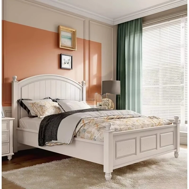 Q  solid wood white single bed 1.2 meters bedroom complete set of furniture