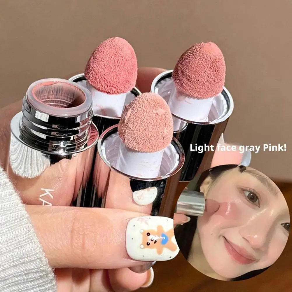 ฟองน้ําให้ความชุ่มชื้นหัว Blusher Liquid Blush Stick Natural Lip Contour Cheek แต่งหน้า Matte นมสีชมพู Brighten Rouge Highlighter