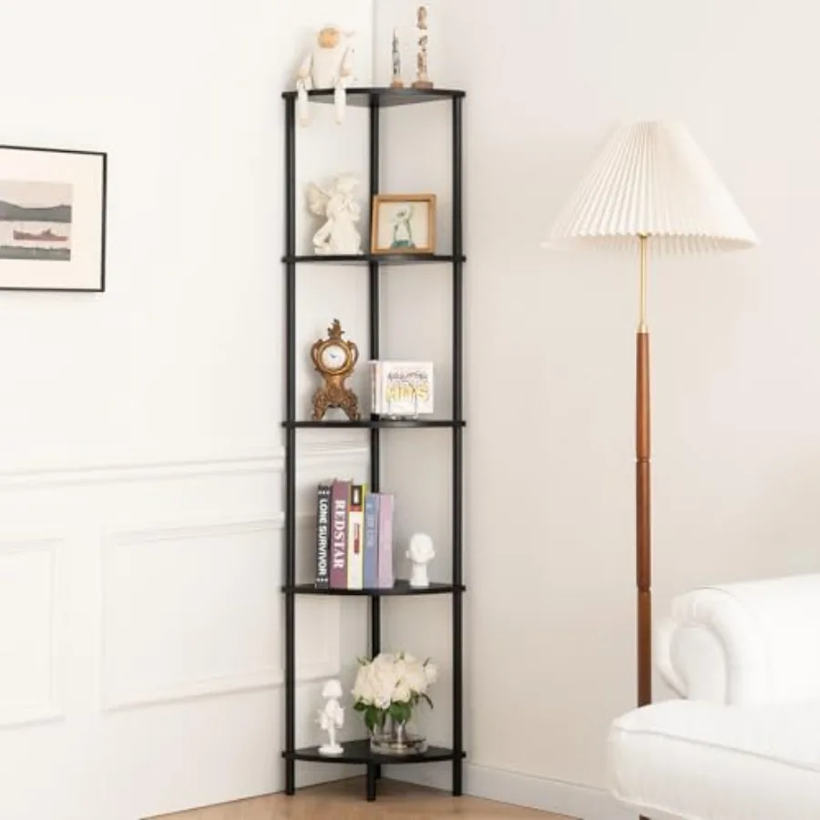 

Corner Shelf Stand, 5-Tier Bookshelf, 65" Tall Shelves for Bedroom, Living Room, Narrow Display Bookcase, with Display Shelves