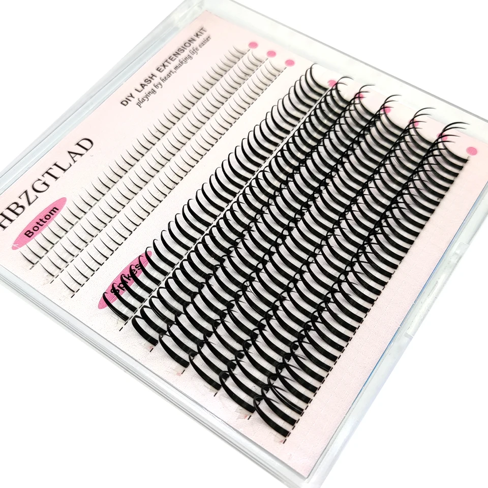 HBZGTLAD pestañas 80D/100D clúster de pestañas con base y volumen puntiagudo DIY pestañas de anime clúster extiende pestañas 3