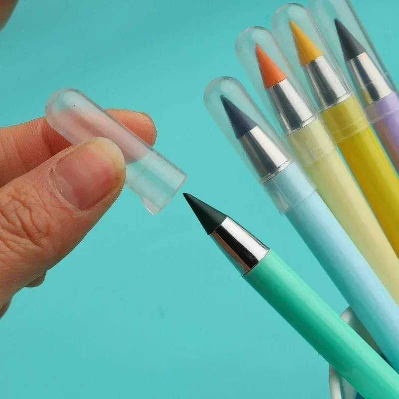 Ensemble de crayons infini multicolores, 12 pièces, sans encre, avec gomme, papeterie scolaire, stylos à dessin, fournitures d'art
