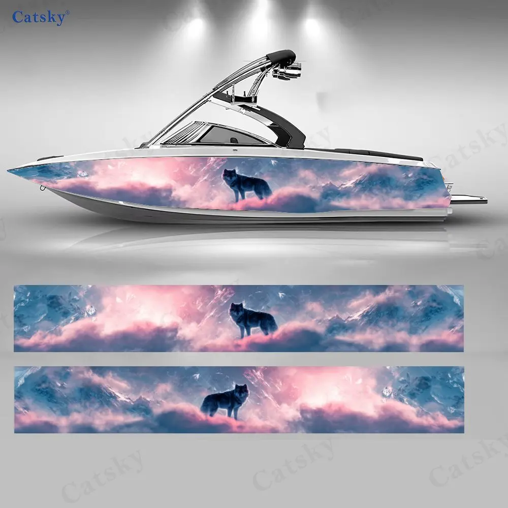 Wolf Howl Cloud Realm Mysterious Special Cool Boat Sticker Vinyl Ship Pontoon Deck Boat Fishing Decorative Pontoon Boats Decal
