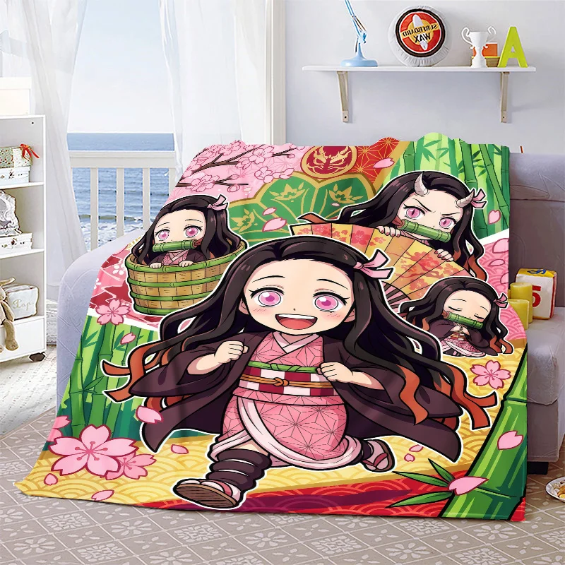 Nezuko Kamado Leichte Flanelldecke, weiche, warme Decke, gemütliche Decke für Sofa, Bett, Heimdekoration – QJY