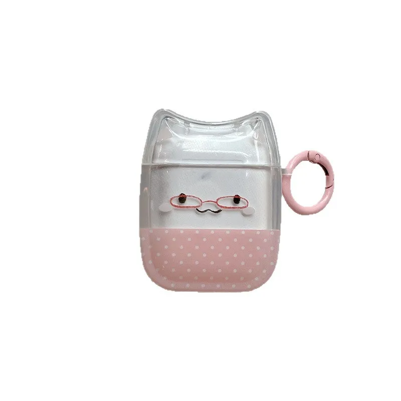 3D Puppy Earphone Case Cartoon Dog TPU Headphone Protective Cover with Hook Clear Housing Shell  for AirPods 1/2/3/4/Pro/Pro 2