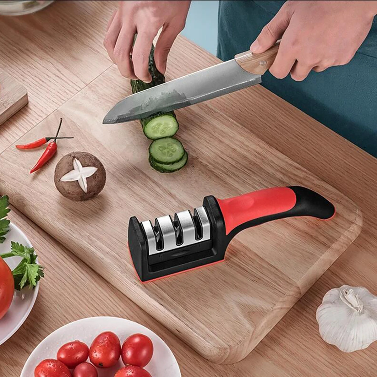 Professional Knife Sharpener Knives Messer Handheld Multi-function 3/4 Stages Type Quick Sharpening Tool With Non-slip Base