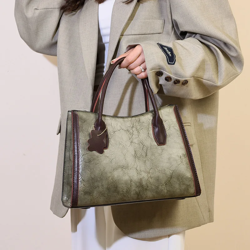 여성 메신저 가방 손 패션 캐주얼 토트 우아한 중년 어머니 대용량 핸드 부드러운 가죽 어깨 크로스 바디