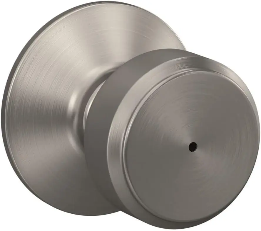 Schlage F40 BWE 619 Bowery Door Knob, Bed & Bath Privacy Lock, Satin Nickel