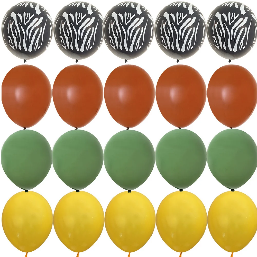 20pcs 12inch Tiger/Leopard/Giraffe Pattern Balloon Set for Kids Wild Animal Jungle Safari Birthday Party Decoration Supplies