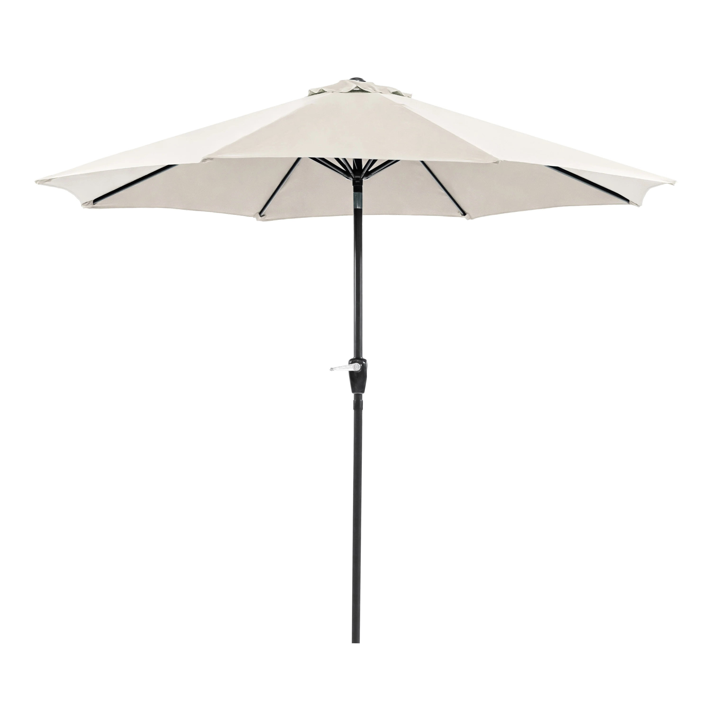 

9' Outdoor Round Crank Patio Umbrella, Silver Rust Resistant