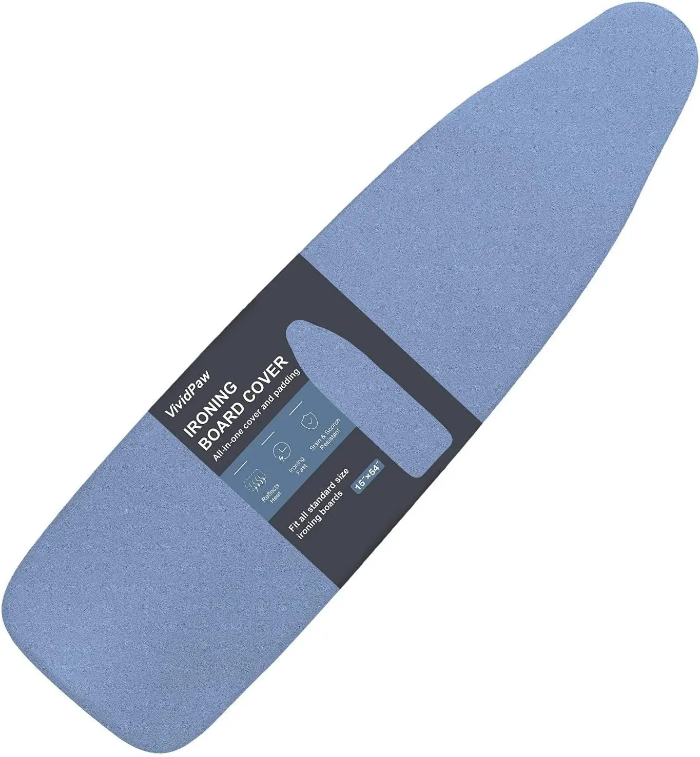 

Standard Ironing Board Cover with Thick Padding, Silicone Coated, Elastic Edge for Secure Fit (Blue)