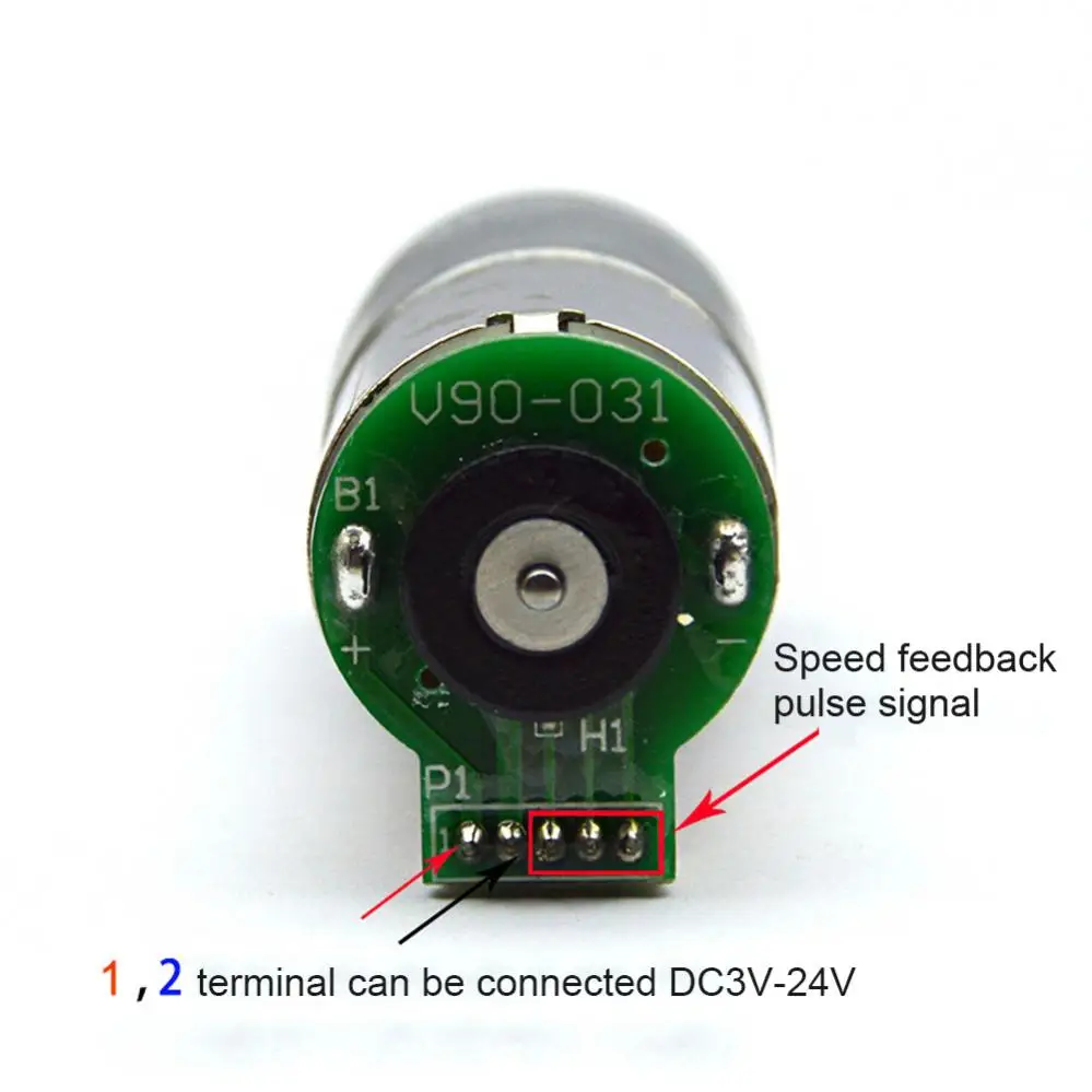 Three Wire Encoder 25GA Geared Motor DC 3-24V High Torque Reduction Motor with Pulse Speed Feedback Encoder Geared Motor