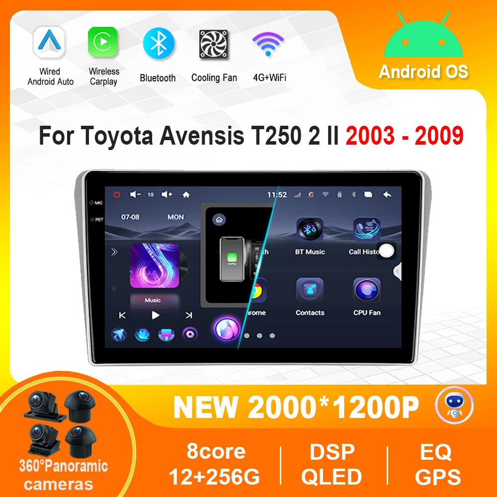 

Intelligence Android car player for Toyota Avensis T250 2 II 2003 - 2009 BT 4G WiFi Stereo Radio Video Player GPS Navi HD Screen