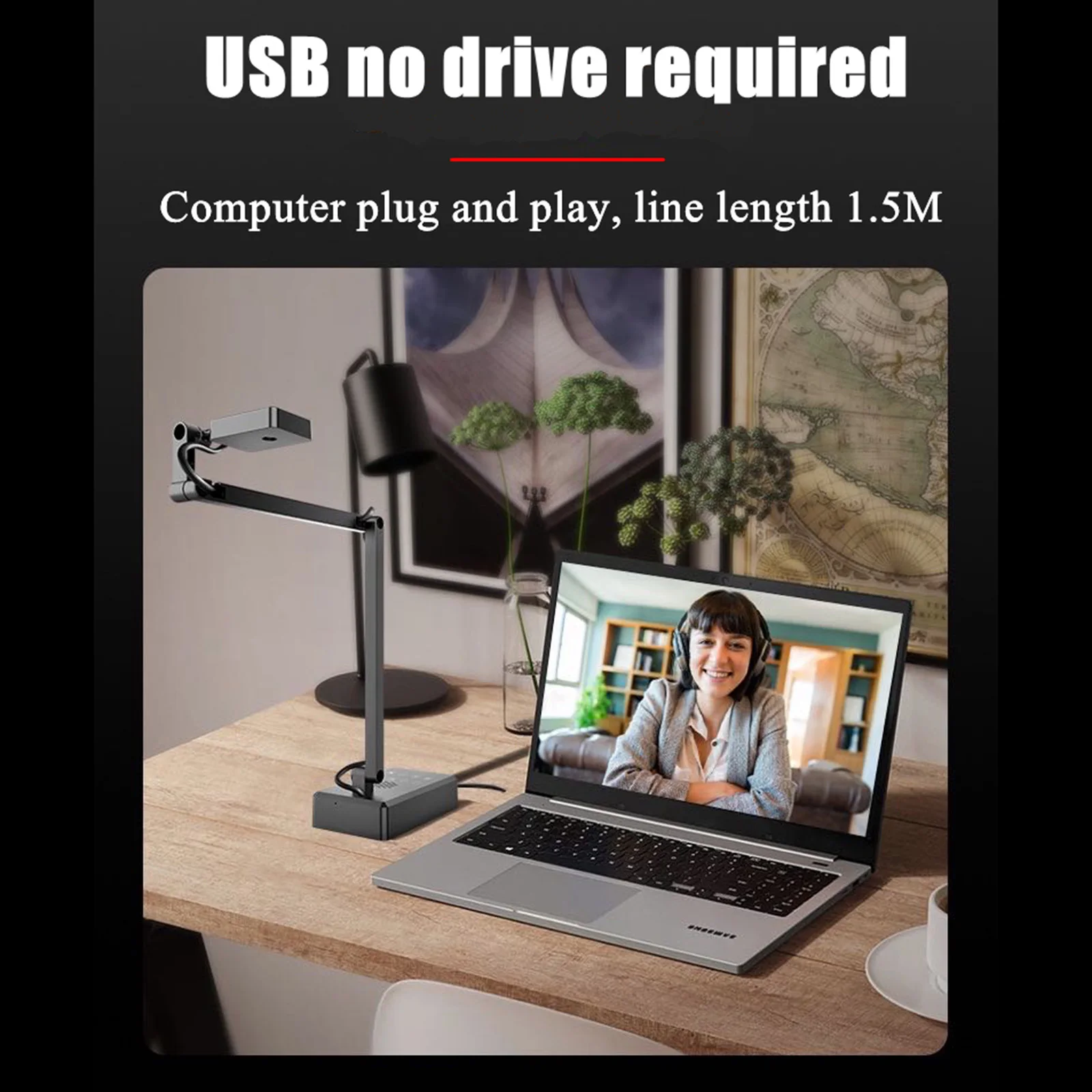 كاميرا مستند USB مع ضوء LED وميكروفون ، تركيز تلقائي ، كاميرا ويب 16 ميجابكسل ، حتى 30 إطارًا في الثانية ، مؤتمرات ويب مباشرة ، تعليم عن بعد