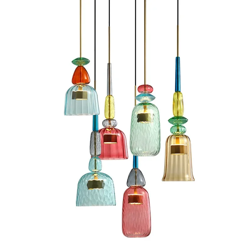 Modern Color Candy LED Pendant Lights para o quarto das crianças, única cabeça, vidro pendurado lâmpadas, restaurante luminárias, Home Decor