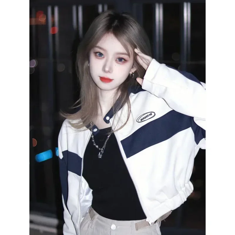 Giacca autunnale Donna Abiti coreani Giacche corte Primavera Harajuku Casual Vintage Y2k Zip Up Abbigliamento Streetwear Felpe한