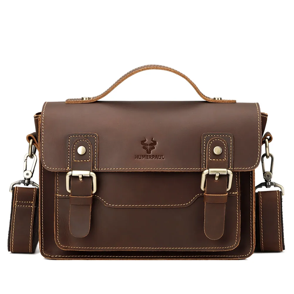 Business Briefcase Bag Men Genuine Leather Handbags Male Leather Travel Briefcases Men High Quality Side Crossbody Messenger Bag