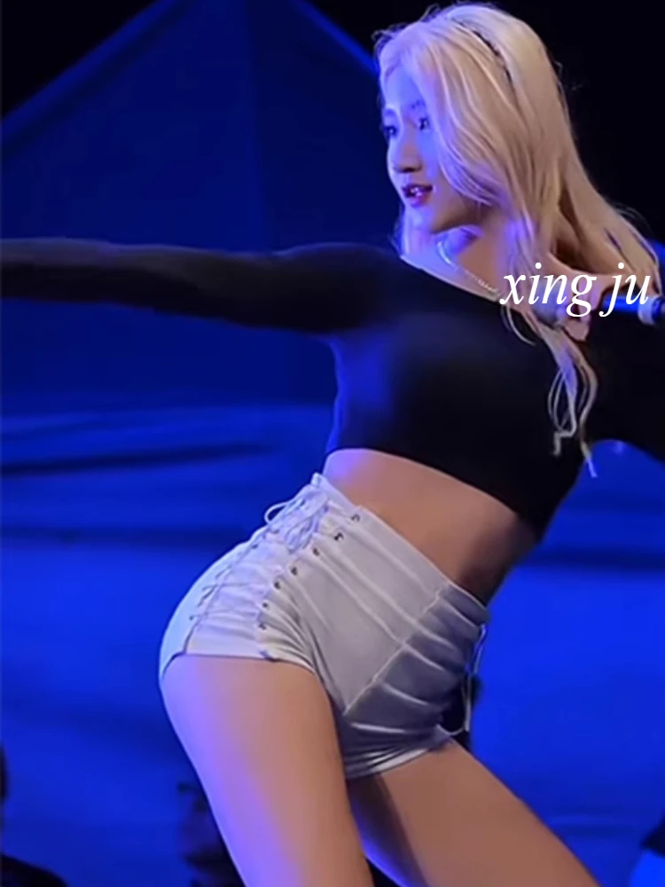 Nuove donne Festival musicale Abbigliamento Costume di scena Moda Vita alta Pantaloncini attillati con lacci Jazz Dancewear Discoteca DJ Ballerino Wear